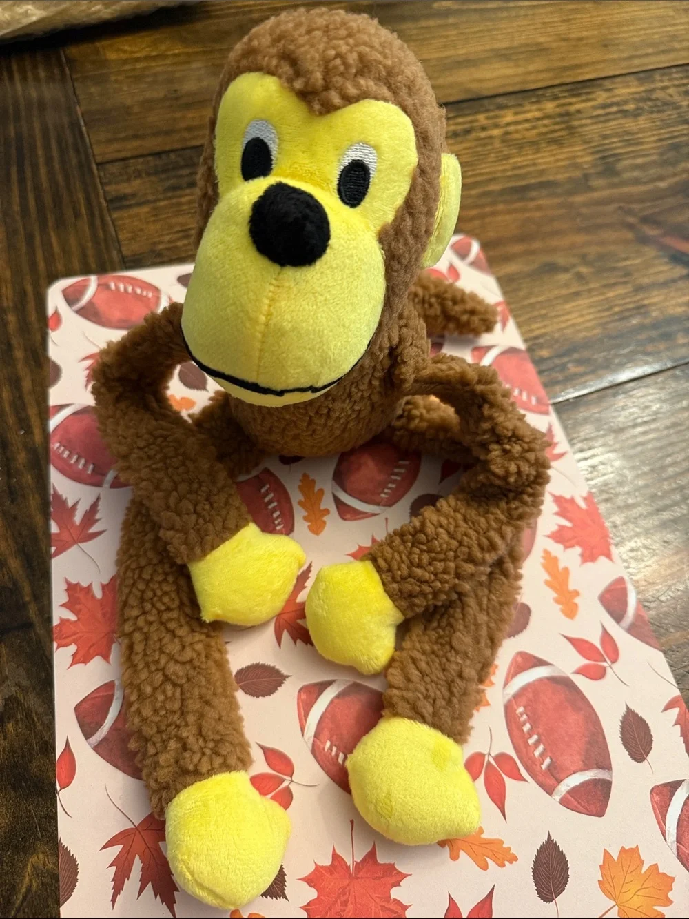 Plush Brown & Yellow Monkey Pet Toy - Soft & Cuddly